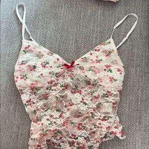 LA Hearts Floral Lace Tank Top